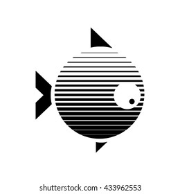 Vector stylized illustration or icon of a fish. Logo design for the company.