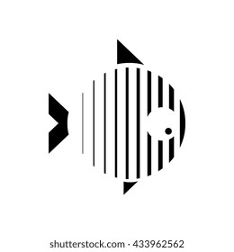 Vector stylized illustration or icon of a fish. Logo design for the company.