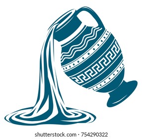 vector stylized illustration of a pitcher with flowing water
astrological symbol of Aquarius.