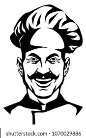 vector stylized illustration - portrait of smiling chef in hat