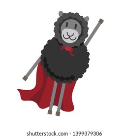 Vector, stylized illustration of sheep-superhero