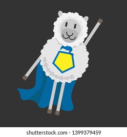 Vector, stylized illustration of sheep-superhero
