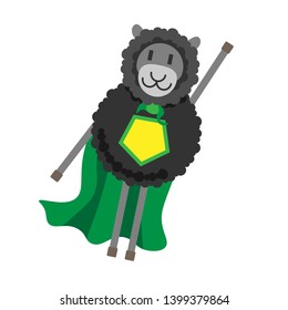 Vector, stylized illustration of sheep-superhero
