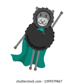 Vector, stylized illustration of sheep-superhero