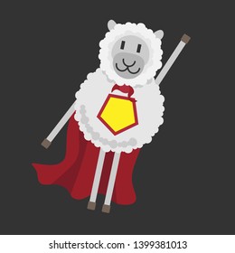 Vector, stylized illustration of sheep-superhero