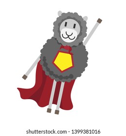 Vector, stylized illustration of sheep-superhero