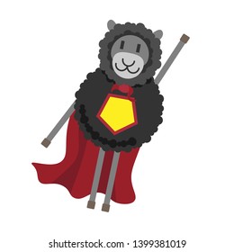 Vector, stylized illustration of sheep-superhero