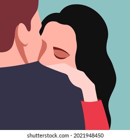 vector stylized illustration of two people in love hugging in a nice color palette. can be used as a card for Valentine's Day or International Hug Day, for print, flyers, wedding invitations.