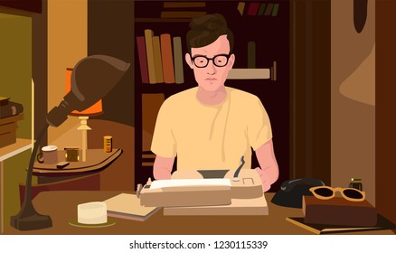 Vector stylized illustration of the writer