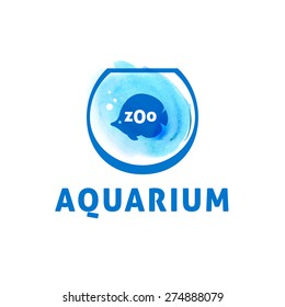 Vector stylized image of an aquarium with fish