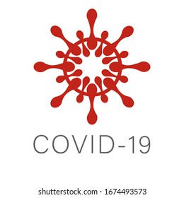 Vector stylized image of a coronavirus microbe molecule under a microscope. Red germs on a white background. Dangerous covid19 virus from Wuhan.  