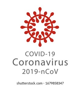 Vector stylized image of a coronavirus molecule under the microscope on a white background. Icon, banner, logo of a dangerous Chinese microbe from Wuhan. Picture 2019-ncov infection. Stop coronavirus.