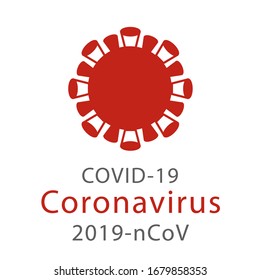 Vector stylized image of a coronavirus molecule under the microscope on a white background. Icon, banner, logo of a dangerous Chinese microbe from Wuhan. Picture 2019-ncov infection. Stop coronavirus.