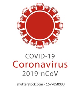 Imagen estilizada vectorial de una molécula de coronavirus bajo el microscopio en un fondo blanco. Icono, pancarta, logo de un peligroso microbio chino de Wuhan. Imagen 2019-ncov. Detén el coronavirus.