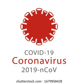 Vector stylized image of a coronavirus molecule under the microscope on a white background. Icon, banner, logo of a dangerous Chinese microbe from Wuhan. Picture 2019-ncov infection. Stop coronavirus.