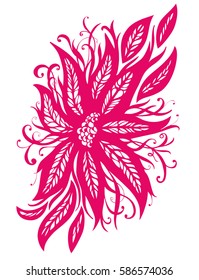 Vector stylized image of a flower with curled patterns. Fashionable color scheme. The isolated image on a white background. Suitable for printing, greeting cards, clothes.