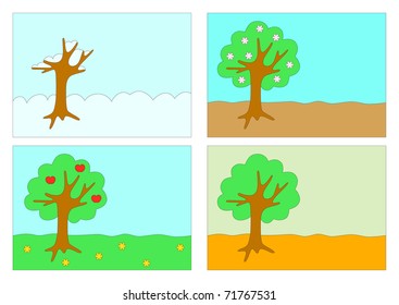 The vector stylized image of the four seasons