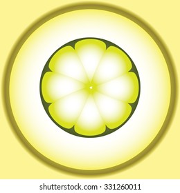 Vector stylized image of lemon on plate