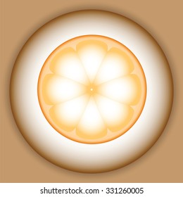 Vector stylized image of orange on plate