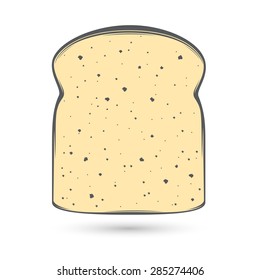 Vector stylized image of a slice of bread in a toast for breakfast and sandwiches.