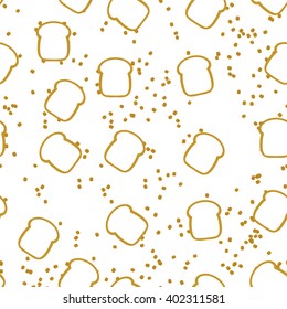 Vector stylized image of a slice of bread in a toast for breakfast and sandwiches.