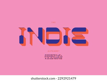 Vector of stylized indie font and alphabet