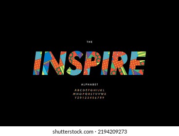 Vector of stylized inspire alphabet and font