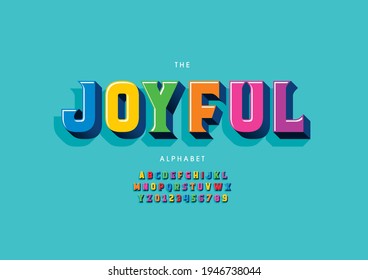 Vector of stylized joyful alphabet and font