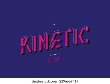 Vector of stylized kinetic font and alphabet