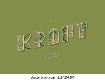 Vector of stylized kraft alphabet and font