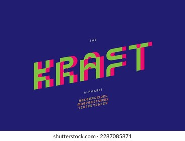 Vector of stylized kraft font and alphabet