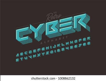 Vector of stylized layered font and alphabet