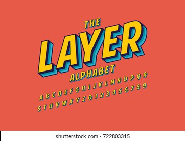 Vector Of Stylized Layered Font And Alphabet