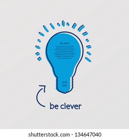 Vector stylized light bulb in modern design. Concept - think, clever, idea. Light bulb with space for your text. Sizable, editable friendly. Hand draw feel.
