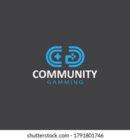 Logo de arte de línea estilizada vectorial de gamepad. Logo de juegos. Logo de la compañía de juegos