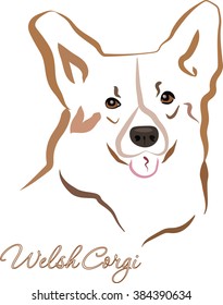 Vector stylized line drawing of pembroke welsh corgi. logo dog