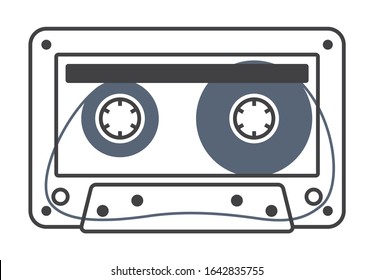 Vector stylized line old compact audio cassettes. Isolated on white background