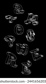 Vektor stilisiertes lineares Alphabet-Poster mit Phrasen Atmosphere. Linearer Schriftdruck. Text für digitale Stillinien