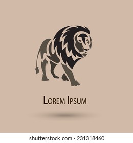 Vector stylized lion icon, vector outline - elegant big cat design