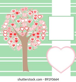 vector stylized love tree made of hearts with a message