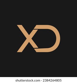 Vector stylized lowercase letters x and d in red and black connected by a single line for logo