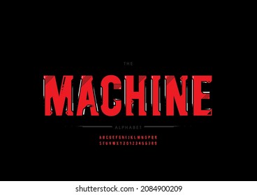 Vector of stylized machine alphabet and font