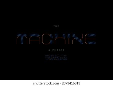 Vector of stylized machine alphabet and font