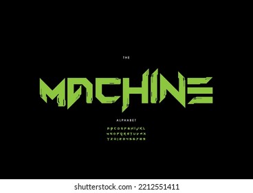 Vektorgrafik des stylisierten Maschinenalphabets und der Schriftart