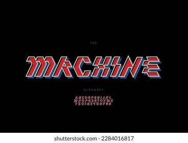 Vector of stylized machine font and alphabet