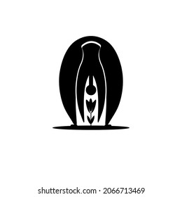 Vector stylized man stands upside down and takes care of a garden plant, gardener icon, spring-summer garden work, gardening
