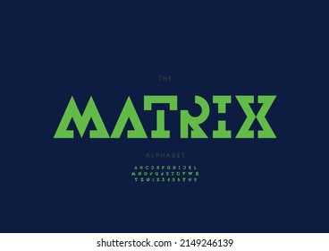 Vector of stylized matrix alphabet and font