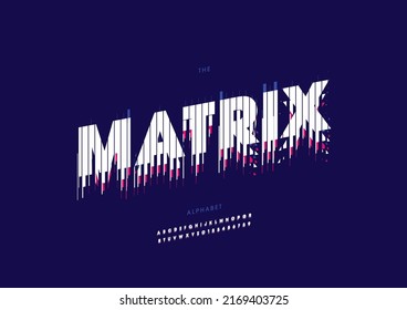 Vector of stylized matrix alphabet and font