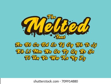 Vector of stylized melted font and alphabet