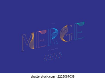Vector of stylized merge alphabet and font
